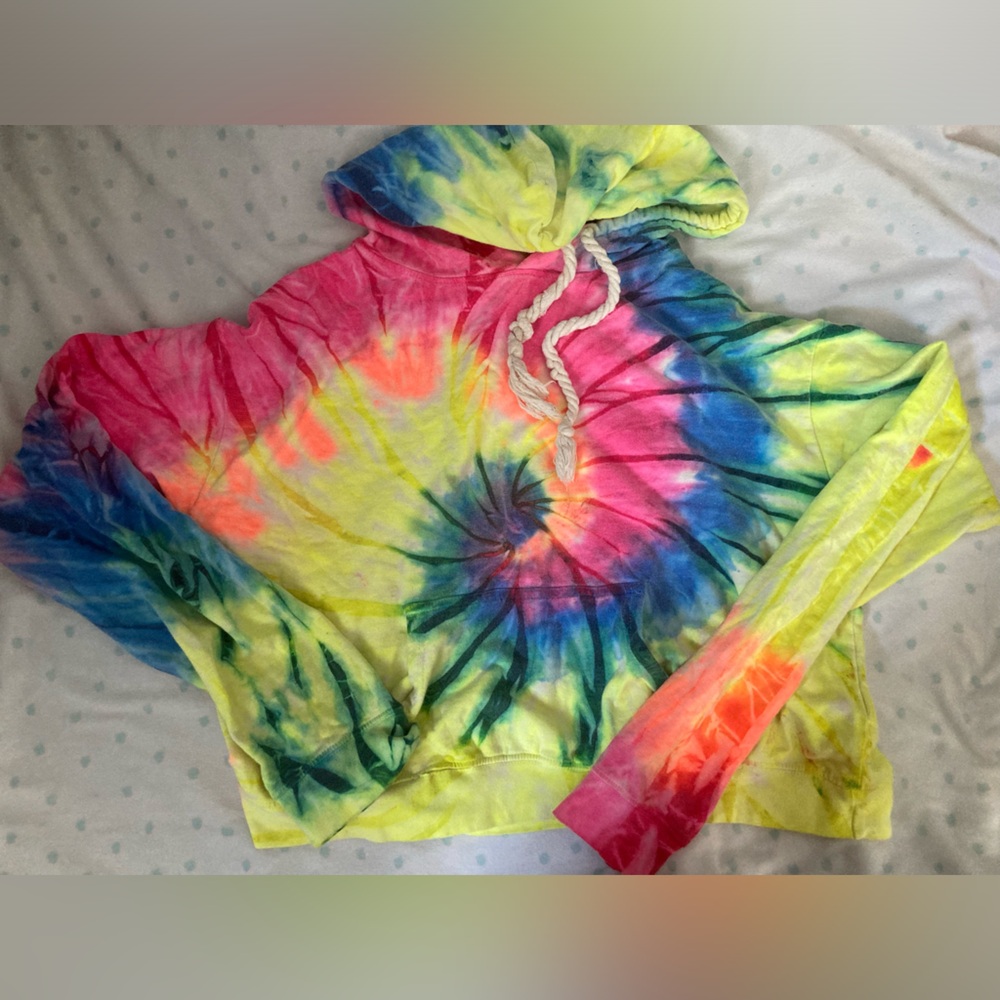 Southern Spirit Cropped brightly colored tie-dye hoodie